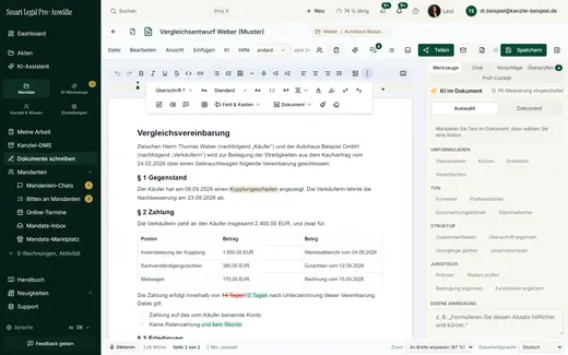 Das Überlaufmenü der Formatleiste bündelt Schrift, Textmarker, Tabelle, Vorschlagen-Modus, „Als gelöscht markieren“ und Kommentar.