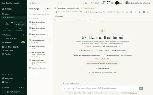 Kanzleiweite Fakten befragen: eine Frage über alle Akten