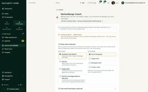 Verhandlungs-Coach: Live im Termin oder zum Üben mit Gericht und Gegenseite