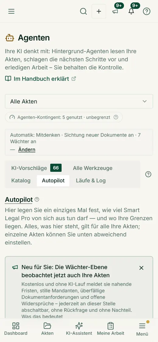 Wie viel die KI von selbst tun darf, legen Sie auch am Smartphone fest – mit klarer Erklärung, was Hinweise leisten und was nicht.