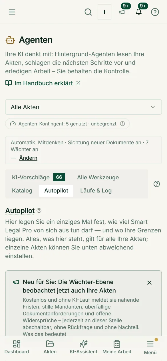 Wie viel die KI von selbst tun darf, legen Sie auch am Smartphone fest – mit klarer Erklärung, was Hinweise leisten und was nicht.