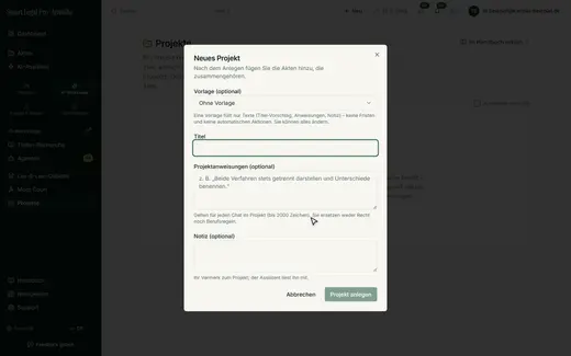 Neues Projekt: mehrere Akten gemeinsam im Chat betrachten