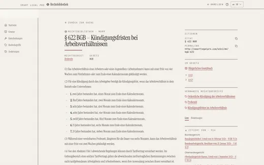 Norm im Wortlaut: § 622 BGB mit Zitat, Verweisen und Rechtsprechung