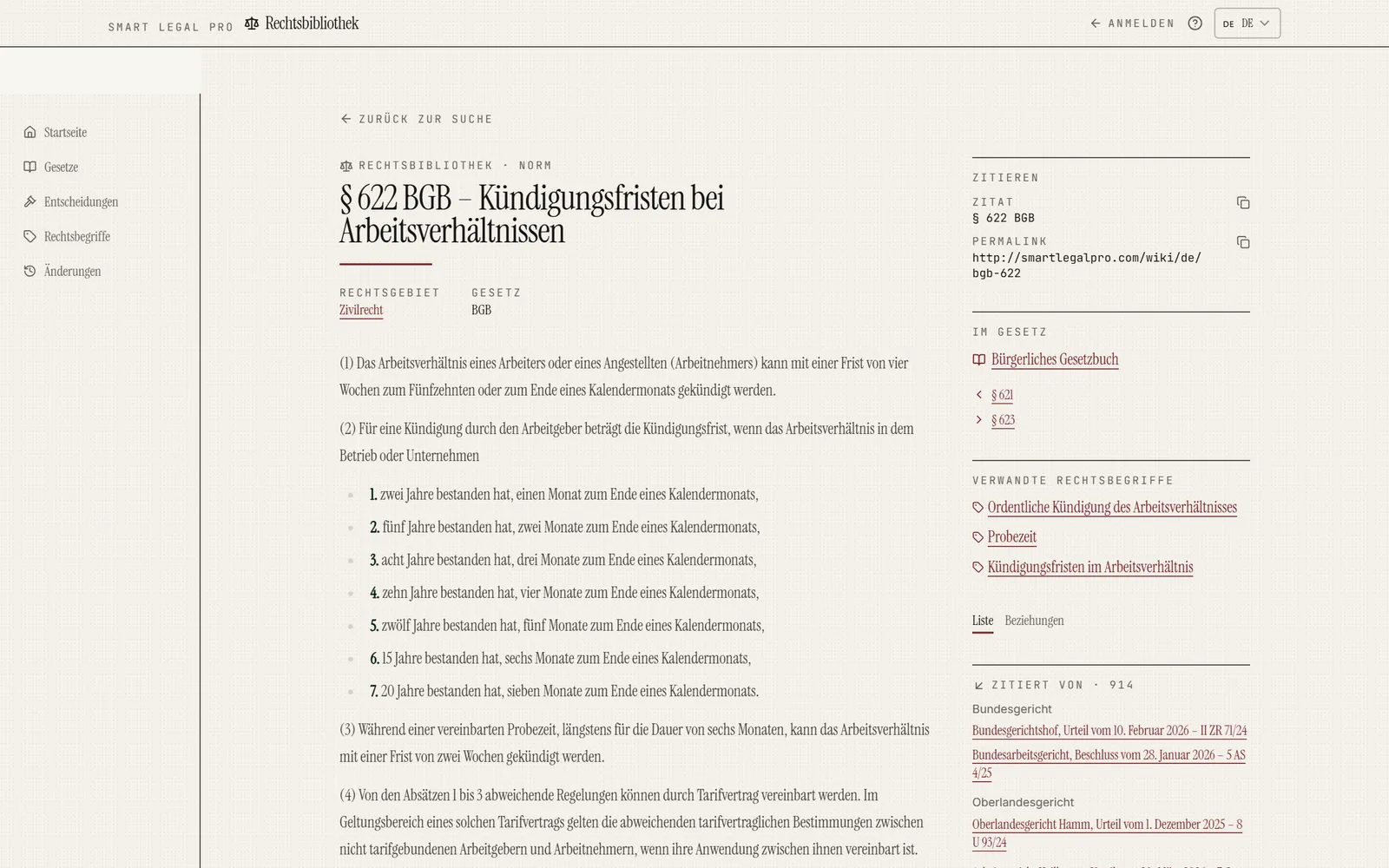 Eine Einzelnorm mit Gesetzestext, Zitat, Permalink, Nachbarnormen, verwandten Rechtsbegriffen und der Liste der zitierenden Entscheidungen.