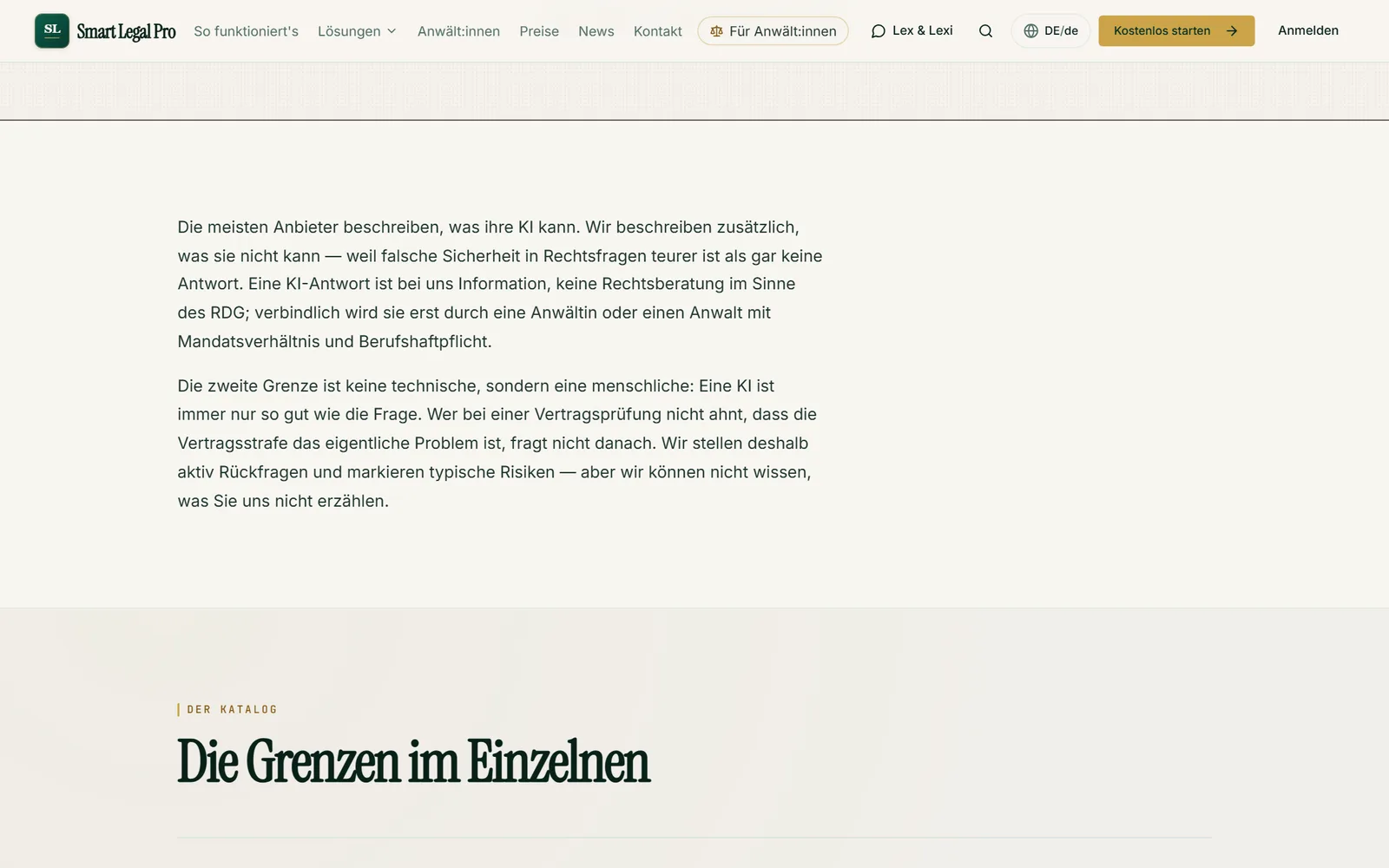 Eine ehrliche Liste der Grenzen: KI-Antworten sind Information und keine Rechtsberatung, verbindlich wird es erst durch eine Anwältin oder einen Anwalt.