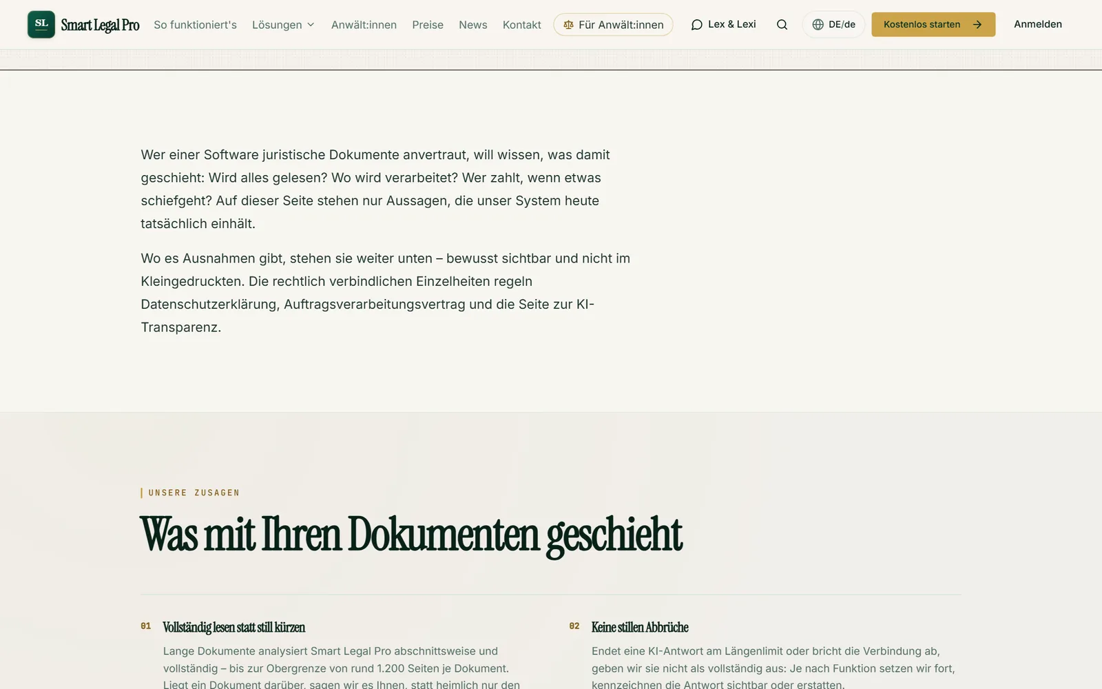 Transparent erklärt: was mit hochgeladenen Dokumenten geschieht, welche Zusagen gelten und wo Ausnahmen offen genannt werden.