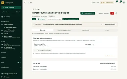 Anliegen mit Frist: Zustimmungsfrist erkannt, nächster Schritt vorgeschlagen