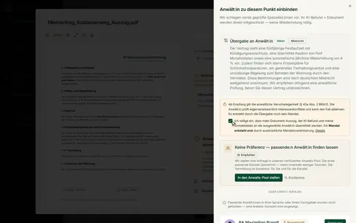 Vor jeder Weitergabe stehen der Befund zur Ansicht, der Hinweis zur Verschwiegenheit und Ihre ausdrückliche Einwilligung.