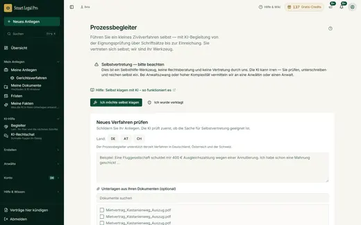 Prozessbegleiter: ein kleines Zivilverfahren selbst führen, mit KI-Hilfe