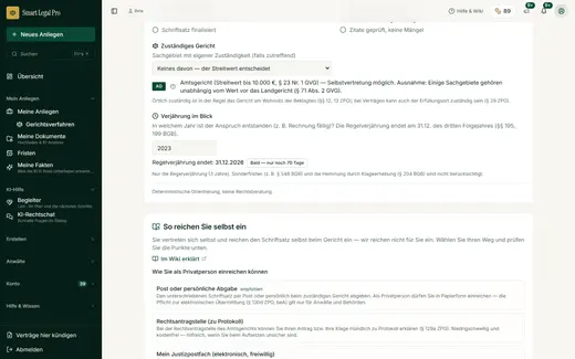 Klage-Check: zuständiges Gericht und Verjährung im Blick