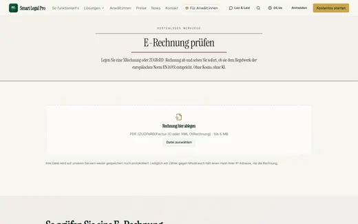 E-Rechnung prüfen: XRechnung oder ZUGFeRD ablegen, ohne Konto und ohne KI